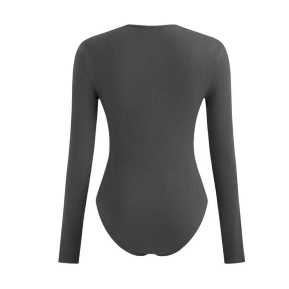 Cider Women's Small Grey Long Sleeve Scoop Neckline Jersey Bodysuit - Picture 6 of 10